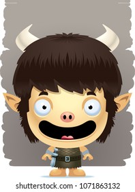 A cartoon illustration of a boy ogre smiling.