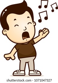 A cartoon illustration of a boy singing.