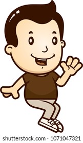 A cartoon illustration of a boy sitting.