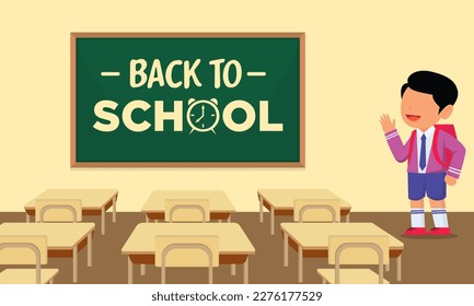 cartoon illustration of boy student back to school