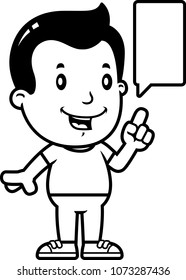 A cartoon illustration of a boy talking.