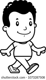 A cartoon illustration of a boy walking.