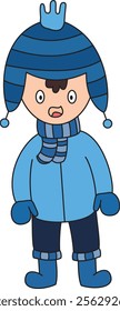 Cartoon Illustration of a Boy in Winter Outfit