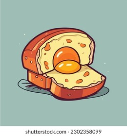 A cartoon illustration of a breakfast sandwich with a fried egg on top.