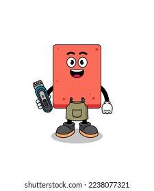 Cartoon Illustration of brick as a barber man , character design