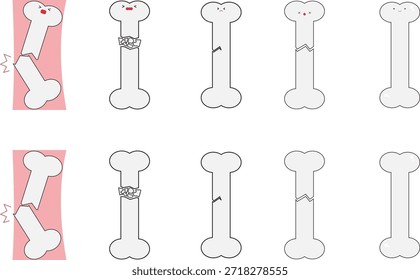 Ilustración de dibujos animados de un hueso roto
