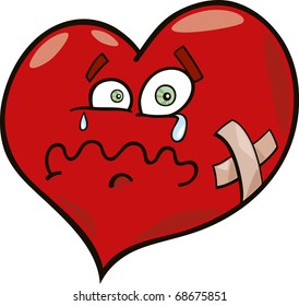 cartoon illustration of broken heart