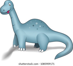 The cartoon illustration of the brontosaurus dinosaur. (vector)
