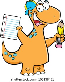 Cartoon illustration of a brontosaurus with a pencil