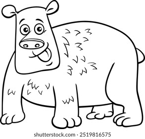 Cartoon illustration of brown bear wild animal character coloring page