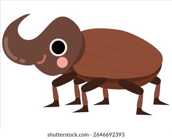 Cartoon Illustration of a Brown Beetle