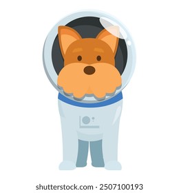 Cartoon illustration of a brown dog wearing an astronaut suit, standing upright