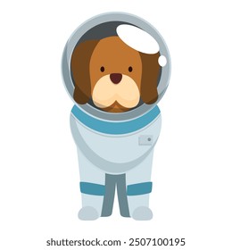 Cartoon illustration of a brown dog wearing an astronaut suit, perfect for projects related to space exploration, pets, or anything cute