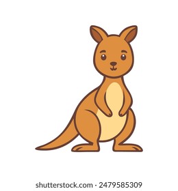 Cartoon Illustration of Brown Furry Kangaroo