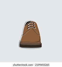 Cartoon illustration of brown shoes for advertising template design