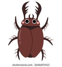 Cartoon Illustration of a Brown Stag Beetle