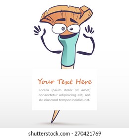 Cartoon Illustration of Brush with Blank Paper Piece