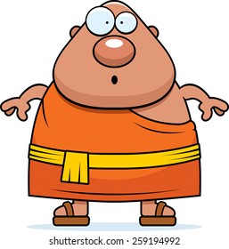 A cartoon illustration of a Buddhist monk looking surprised.
