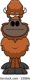 A cartoon illustration of a buffalo with a bored expression.