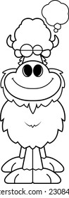 A cartoon illustration of a buffalo dreaming.