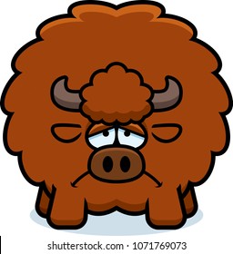 A cartoon illustration of a buffalo looking sad.