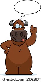 A cartoon illustration of a buffalo thinking.