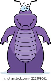 A cartoon illustration of a bug smiling.
