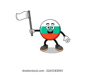 Cartoon Illustration of bulgaria flag holding a white flag , character design