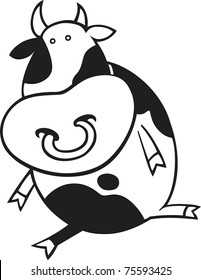 cartoon illustration of bull for coloring book