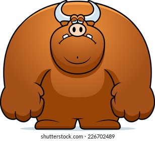 A cartoon illustration of a bull looking sad.