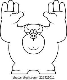 A cartoon illustration of a bull surrendering.