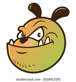 Cartoon Illustration of A Bulldog Head with halftone effect, best for sticker, t shirt, accessories for urban streetwear style