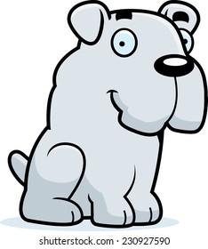 A cartoon illustration of a Bulldog sitting.