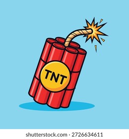 Eine Cartoon-Illustration eines Bündels von Dynamitstäben mit der Aufschrift TNT mit einer beleuchteten Sicherung, bereit zum Explodieren.