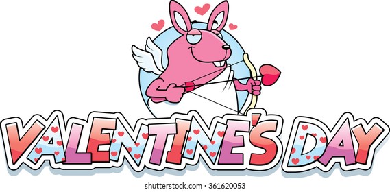 A cartoon illustration of a bunny cupid in a Valentine's Day themed graphic.