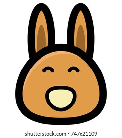 
Cartoon illustration of bunny face. Cute crazy and happy bunny face vector icon 

