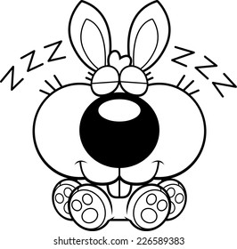 A cartoon illustration of a bunny rabbit taking a nap.