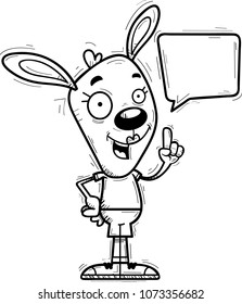 A cartoon illustration of a bunny talking.