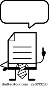 A cartoon illustration of a business document talking.