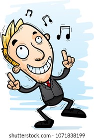 A cartoon illustration of a businessman dancing.