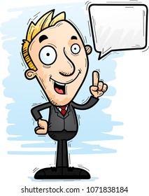 A cartoon illustration of a businessman talking.