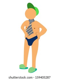 cartoon illustration of businessman vacation