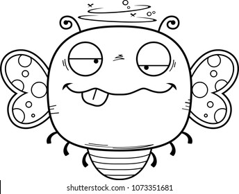 A cartoon illustration of a butterfly looking drunk.