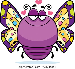 A cartoon illustration of a butterfly in love.