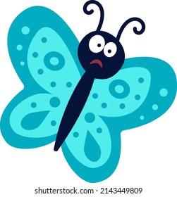 Cartoon illustration of a butterfly on a white background.Vector illustration of a butterfly. The idea for a logo,coloring books, magazines, printing on clothes, advertising.