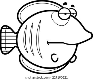 A cartoon illustration of a butterflyfish looking bored.