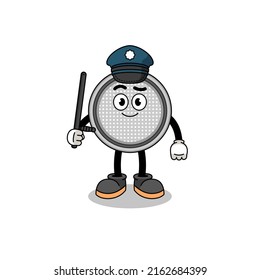 Cartoon Illustration of button cell police , character design