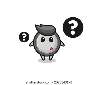 Cartoon Illustration of button cell with the question mark , cute style design for t shirt, sticker, logo element