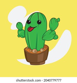 Cartoon illustration of a cactus character with an expression