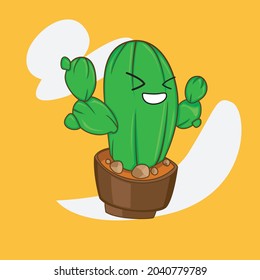 Cartoon illustration of a cactus character with an expression